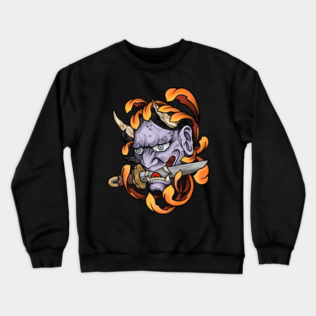 Floral demon mask Crewneck Sweatshirt by Galaxy Apparel